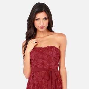 NWT Romy Rose Strapless Wine Red Mini Dress